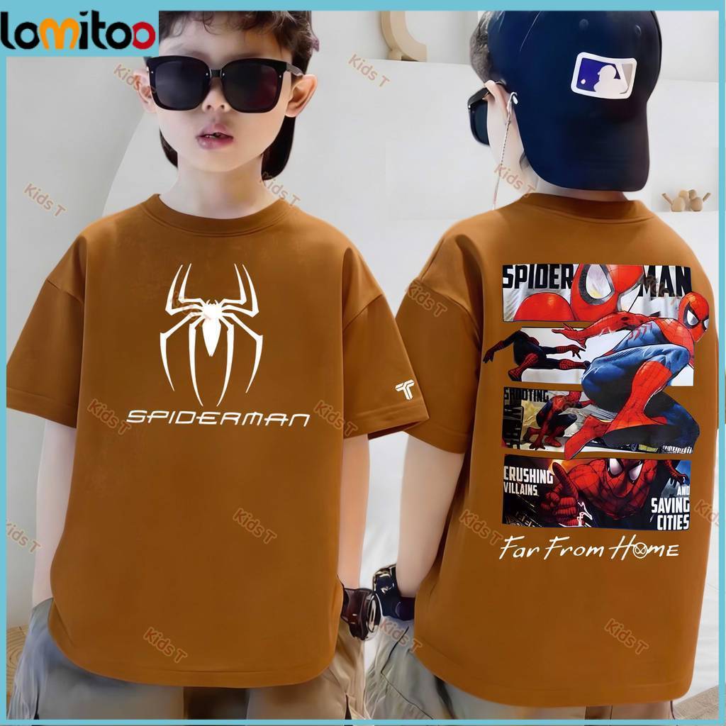 LMT เด็กเด็กแขนสั้นเสื้อยืดคอWarak Wira Labah-labah Comel Baju T Kanak Lelaki Lembut Selesa Bernafas