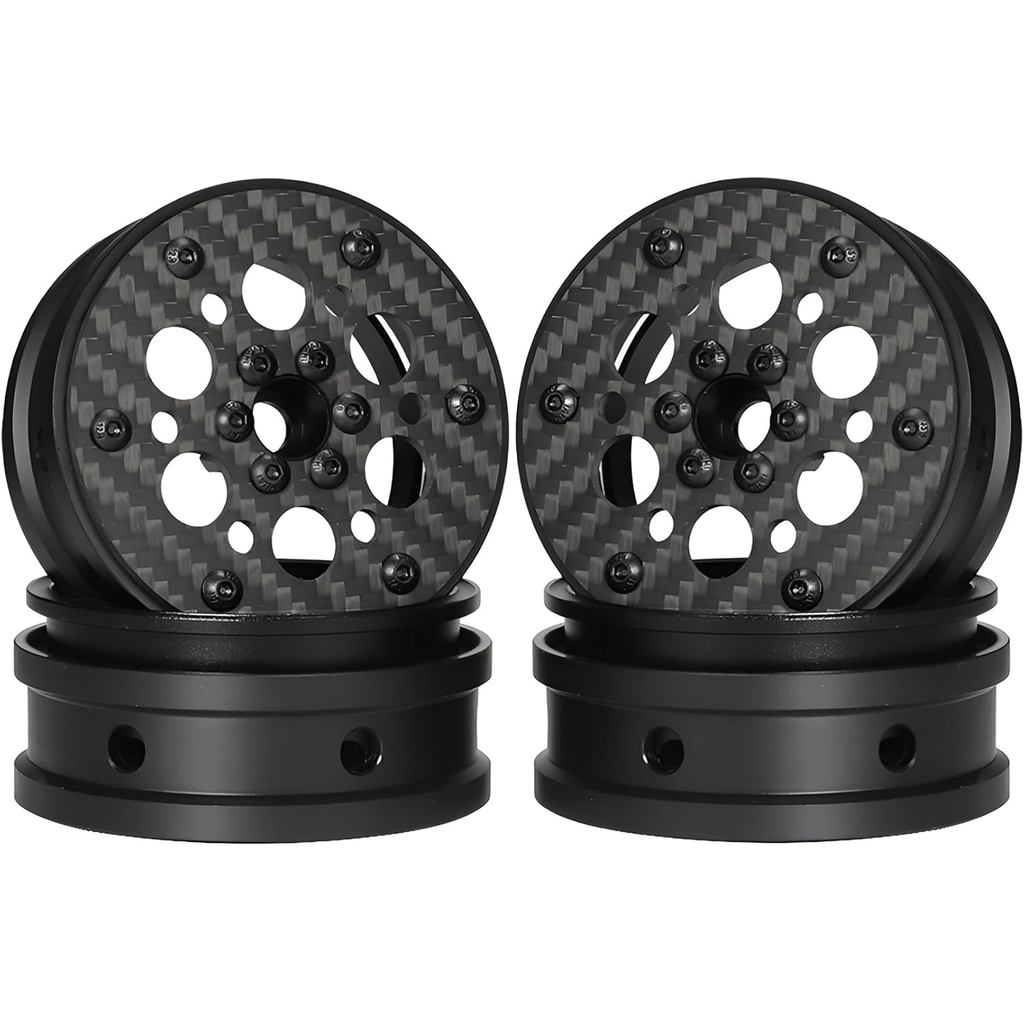 2.2 Beadlock ล้อ 4PCS คาร์บอนไฟเบอร์ล้อขอบสําหรับ 1/10 RC Crawler Cheater Rigs Capra SCX10 Pro TF2 อ