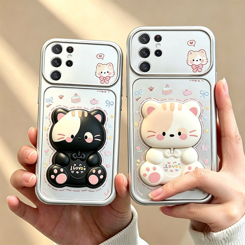 สําหรับ samsung s23 s24 ultra S23 s24 plus s23 s24 FE 5g เคสโทรศัพท์ Softcase กันกระแทกใหม่ออกแบบความงามพร้อมผู้ถือน่ารักสําหรับสาว DSCMZJ5