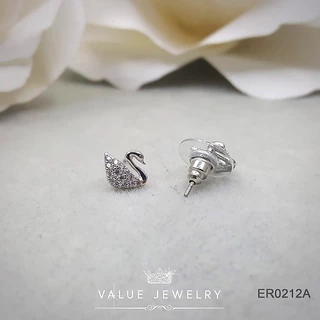ต่างหูแป้น ฝังคริสตัลละเอียด ลายหงส์สวา Swarovski มี3สี ขนาดเล็ก ตุ้มหู เครื่องประดับ ER0203 ER0212 ER0701 ValueJewelry