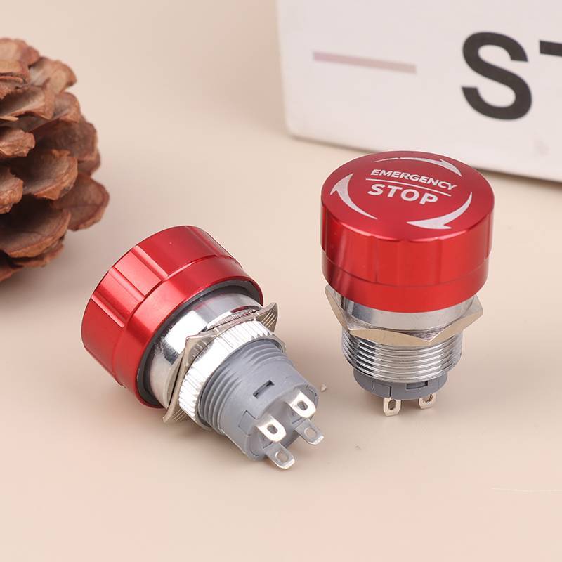 {Sakurasayin} 16/19/22mm 1NO1NC Metal Emergency Stop Buttons Switch Self-Loing Ultra Short Style Wat