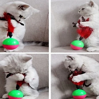 PEKO PET&CAT บอลล้มลุก001 ของเล่นสัตว์เลี้ยง ลูกบอลล้มลุกหนู ขนไก่ ของเล่นแมว ของเล่นสุนัข