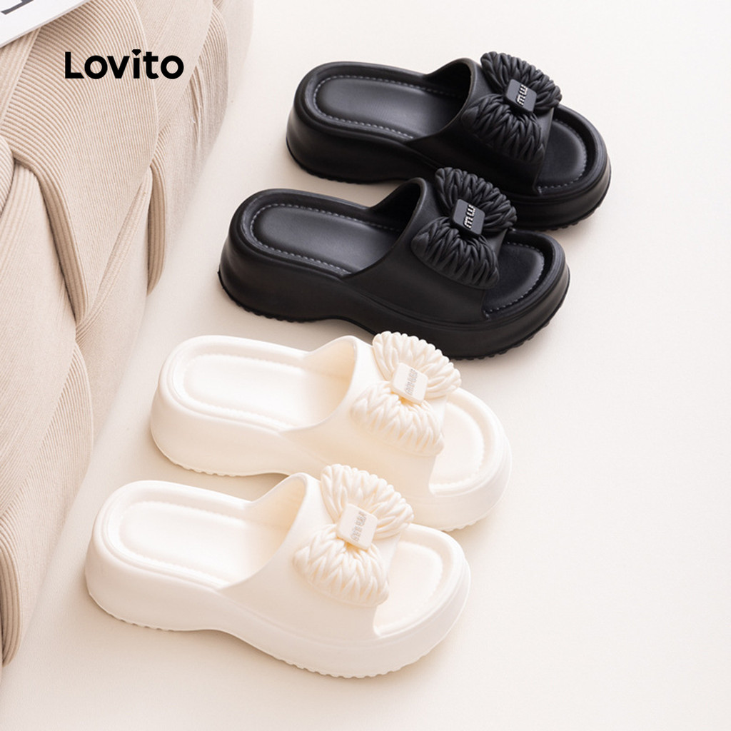Lovito صندل مسطّح بنعل مرتفع — أسود — صورة 3