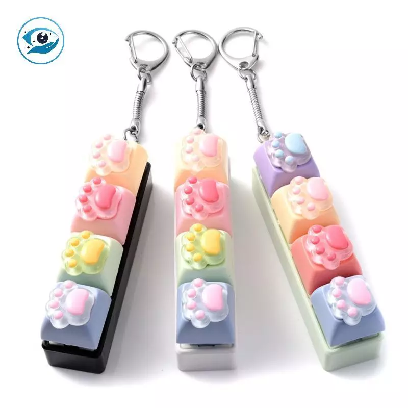 [Smw] แมวน่ารัก Paw Sensory ของเล่นพวงกุญแจ Soft Cli ปุ่มสีพาสเทลสําหรับความเครียดบรรเทาสํานักงานนักเรียนทุกวันใช้ [TH]