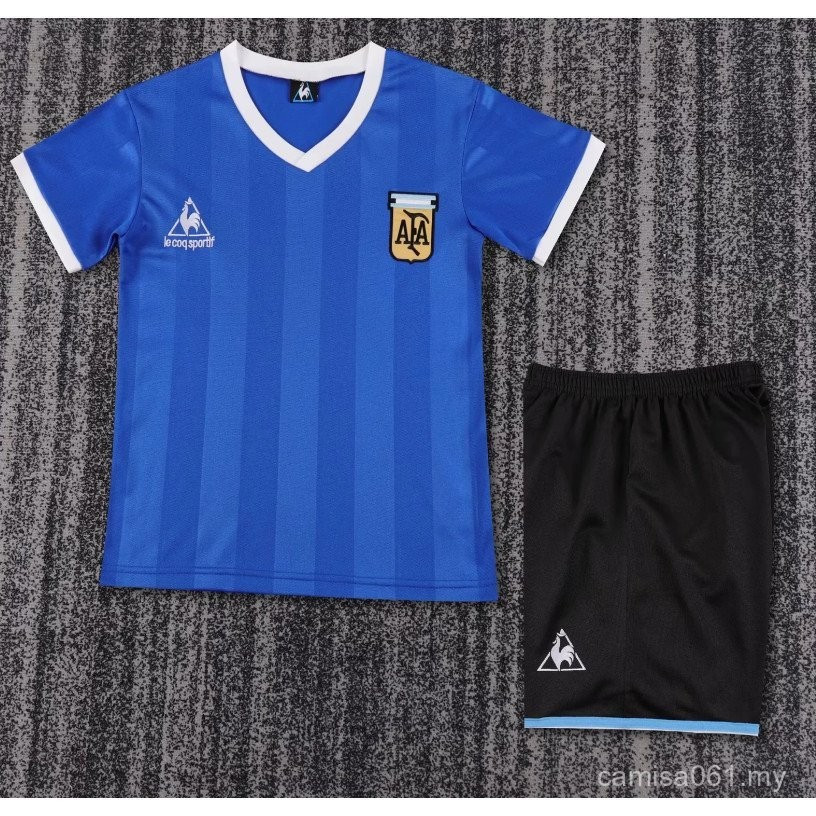 [เด็ก] 1986 Argentina Retro Jersey Kid Soccer Kit Set