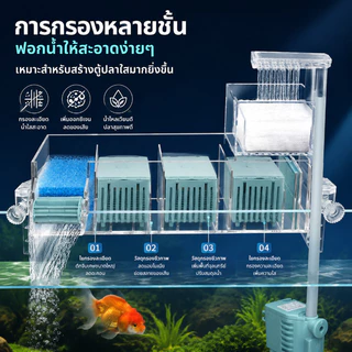 PawTica กรองตู้ปลา กรองแขวน กล่องกรองแขวนตู้ปลาอะคริลิกใส พร้อมปั๊มน้ำ 5W 300L/H รุ่น GD16 GD17 GD19 ระบบเป็นสัดส่วน เพิ่มพื้นที่ใส่วัสดุ
