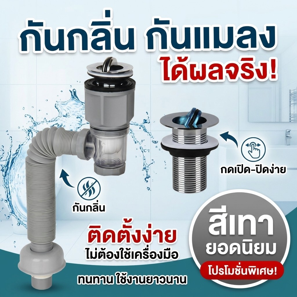 ท่อย่น/ท่อน้ำทิ้ง สีขาว ปรับระดับตามหน้างาน ใช้ได้ทั้งอ่างซิงค์และอ่างล้างหน้า สายท่อน้ำทิ้ง สายท่อ พร้อมส่ง