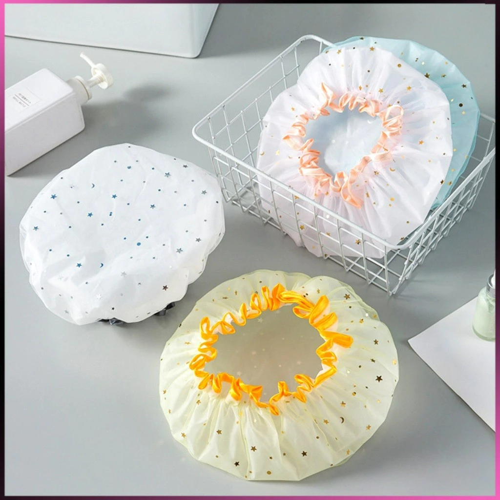NKK หมวกคลุมผมอาบน้ํา แบบหนาพิเศษ กันน้ํา สองชั้น ลายน่ารัก Shower cap