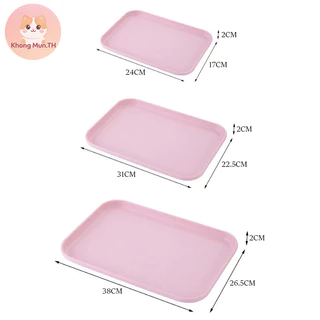 ถาดใส่อาหาร ถาดฟางข้าวสาลี ทรงสี่เหลี่ยม อเนกประสงค์ มีหลายขนาด หลายสี