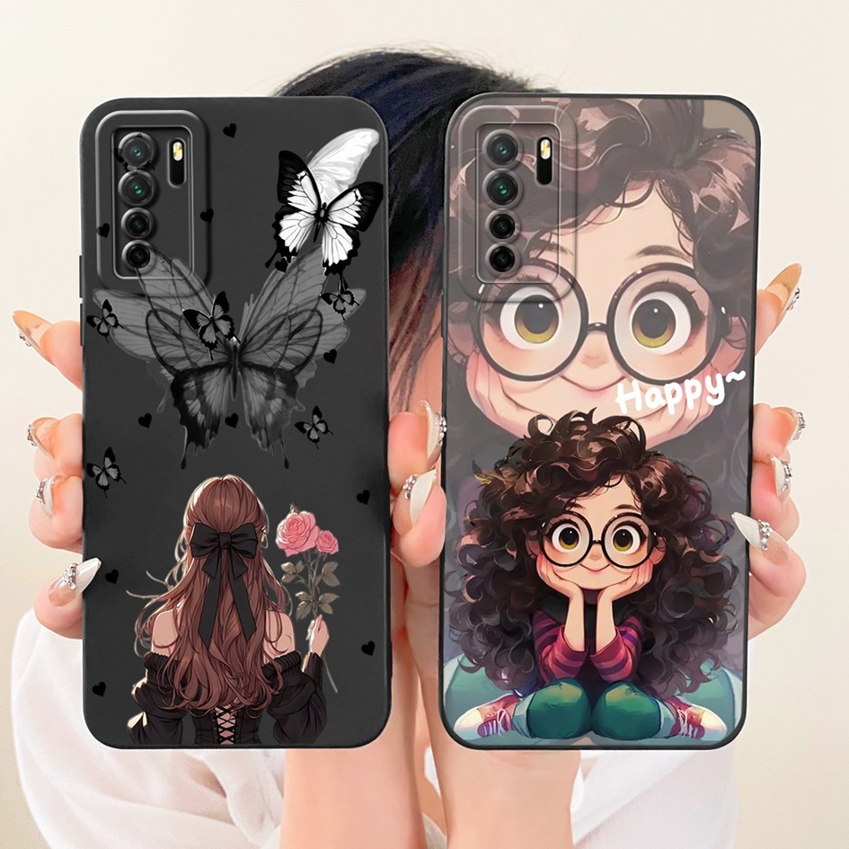 กันกระแทกสําหรับ Huawei Nova 7 SE P40 Lite 5G เคสโทรศัพท์ CDY-NX9A CDY-NX9B สาวสวยทาสี Soft TPU กรณี