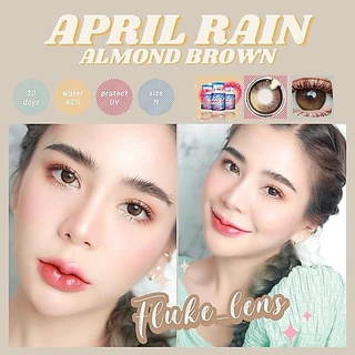 คอนแทคเลนส์ (ขนาดกลาง) 🎉 April Rain almond brown / black Luxzylens เลนส์กรองแสง Dia14.5 ของแท้รับจากบริษัทโดยตรง