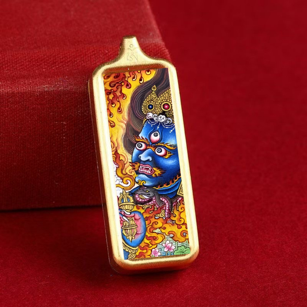 [สินค้าใหม่พร้อมสต็อก] Thangka Titanium Steel Pendant Small Gold Bar Amulet Amulet Portable Zhakiram