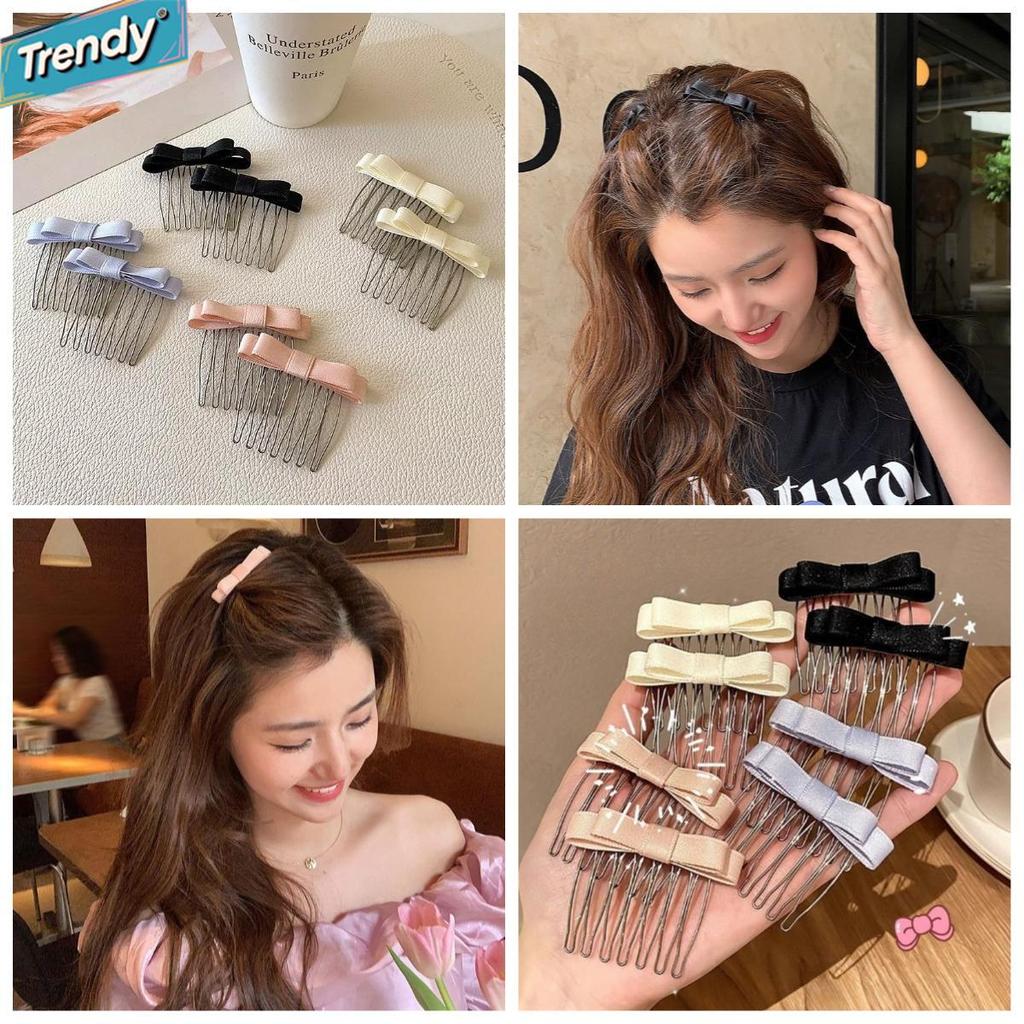 อินเทรนด์ที่เรียบง่ายโบว์หวีผมเกาหลีหวานเจ้าหญิงลมลื่น6เซนติเมตรมินิสีอเนกประสงค์กลับหัวหวีอุปกรณ์ผม