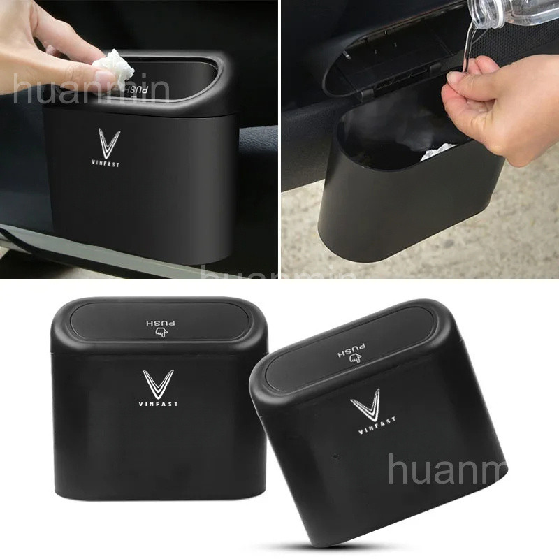 สําหรับ Vinfast แบบพกพาถังขยะรถยนต์พร้อมฝาปิดกันน้ํา Universal ABS กดถังขยะสําหรับ VF3 VF5 E34 VF6 V