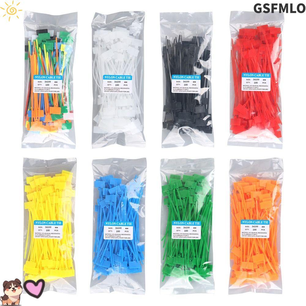 GSFMLO 100ชิ้นสายผูก,ง่ายเครื่องหมายวัสดุไนล่อนเคเบิ้ลแท็ก,ป้ายสไตล์ที่มีสีสันพลาสติกเครื่องหมายฉลากเสื้อผ้า