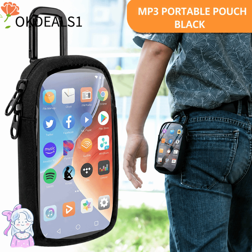 DEALSHOP Player Carry Pouch, Shock Resistance TPU MP3 MP4 Storage Bag, Handy Black Cloth Music Playe