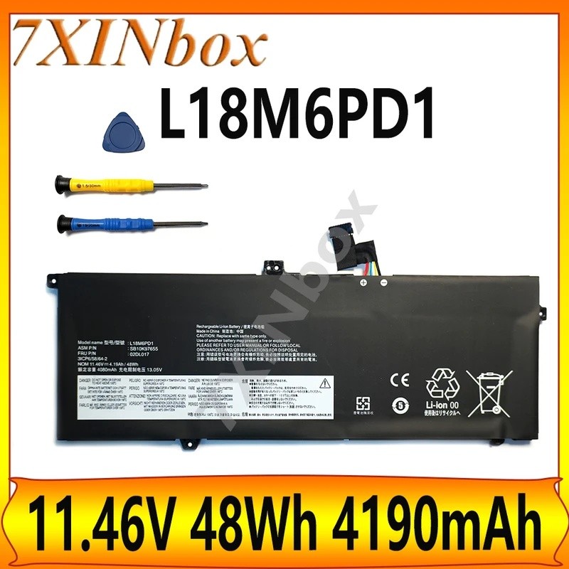 7XINbox L18M6PD1 11.46V 48Wh 4190mAh แบตเตอรี่แล็ปท็อปสําหรับ Lenovo ThinkPad X13 X390 X395 L18M6PD2