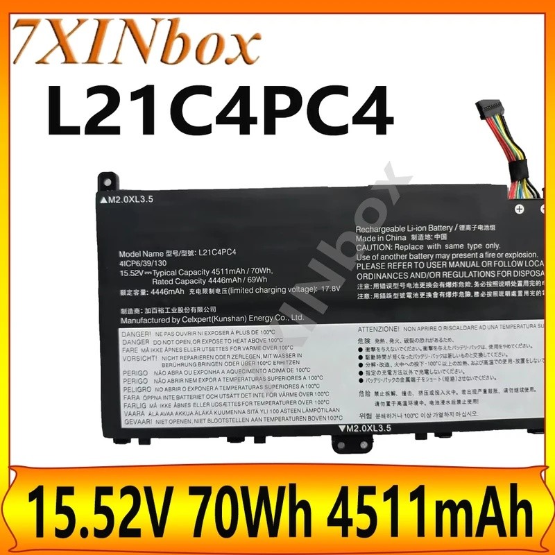 7XINbox L21C4PC4 1542V 70Wh 4511mAh แบตเตอรี่แล็ปท็อปสําหรับ Slim 7 Pro X 14ARH7 14IAH7 โยคะ Pro14s 