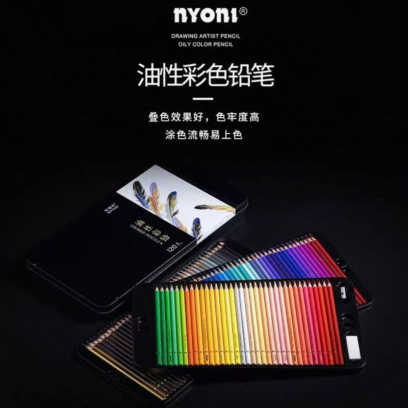 Nyoni nyoni ตะกั่วสีน้ํามัน 48/72 สีที่ละลายน้ําได้สีดินสอวาดศิลปะนักเรียนทุ่มเทมืออาชีพ