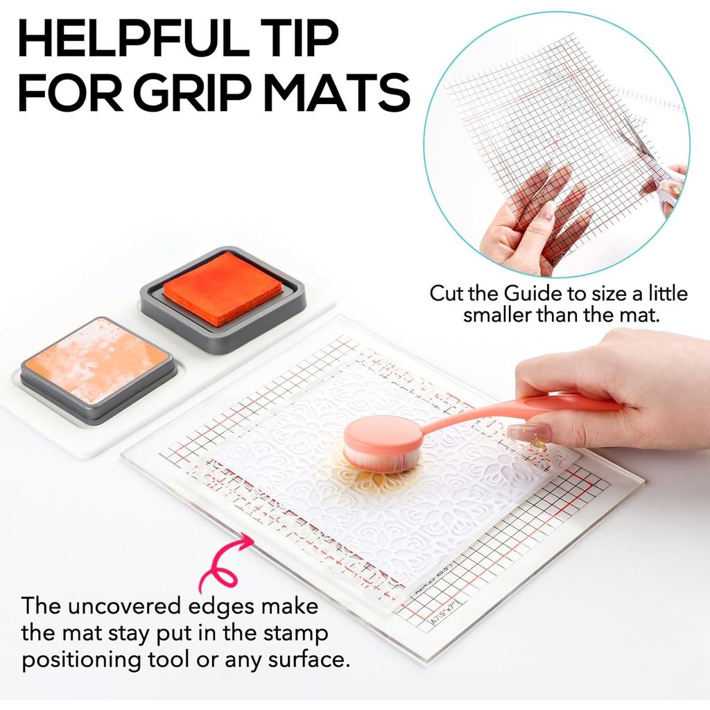 6.5X8.5 Photopolymer Grip Mat 2PCS พิมพ์คู่มือสําหรับปั๊ม,Multi-ใช้ Non-Slip Sticky Mats Fit ในแสตมป