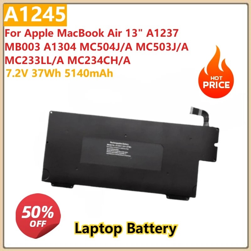 7.2V 37Wh 5140mAh A1245 แบตเตอรี่แล็ปท็อปสําหรับ Apple MacBook Air 13 "A1237 MB003 A1304 MC504J/A MC