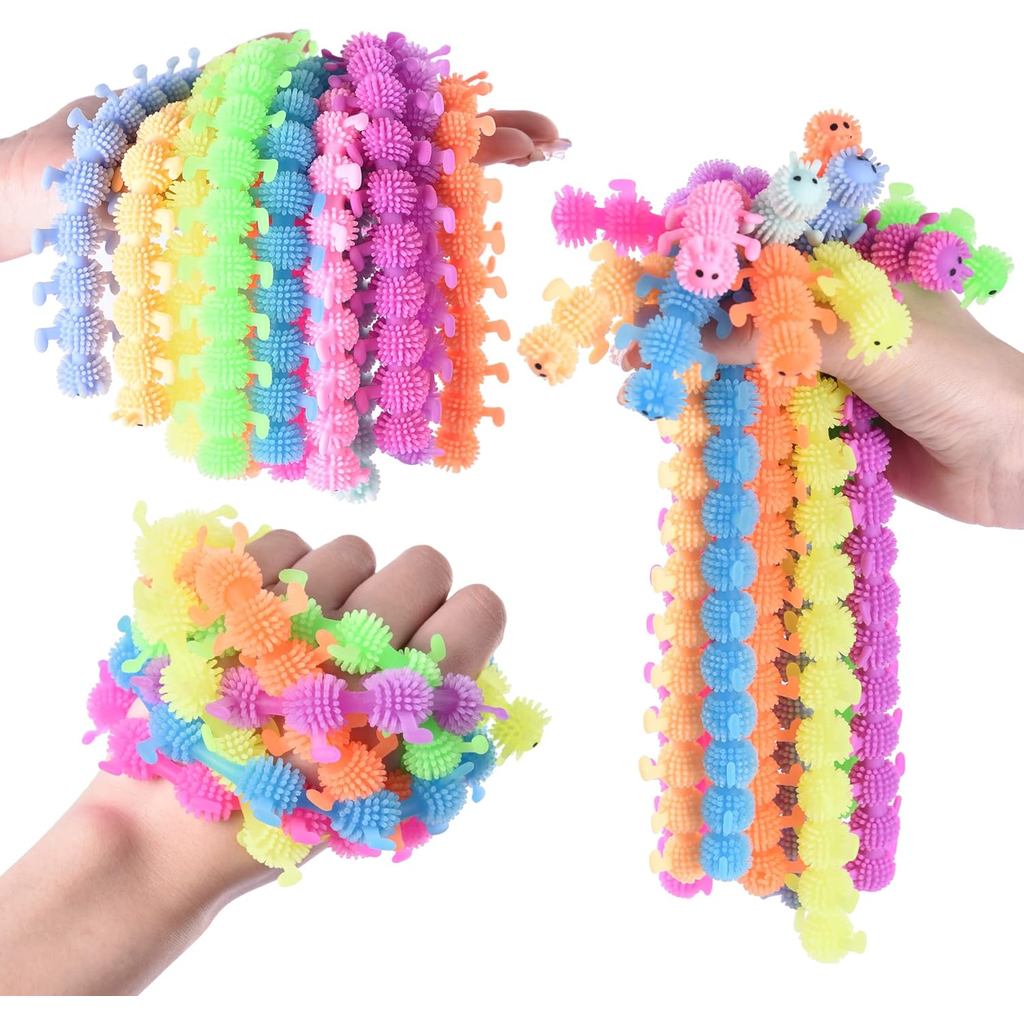 12 ชิ้น Caterpillars Stretch String Fidget Sensory ของเล่น,ของเล่นผ่อนคลายสําหรับเด็กและผู้ใหญ่,บรรเ