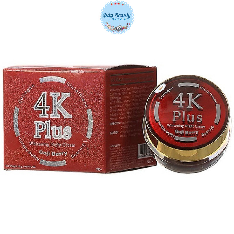 🔺 4K Plus Goji Berry Whitening Night Cream 20 g 4เค พลัส ไวท์เทนนิ่ง ไนท์ ครีม โกจิ เบอร์รี่