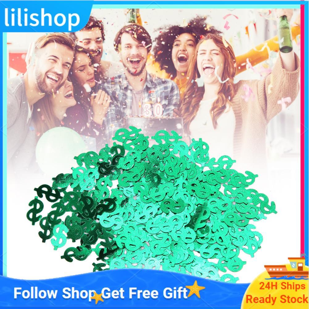 Lilishop Confetti Chips สีเขียว Dollar PVC โยนสำหรับการสำเร็จการศึกษางานแต่งงานตกแต่งตาราง DIY หัตถก