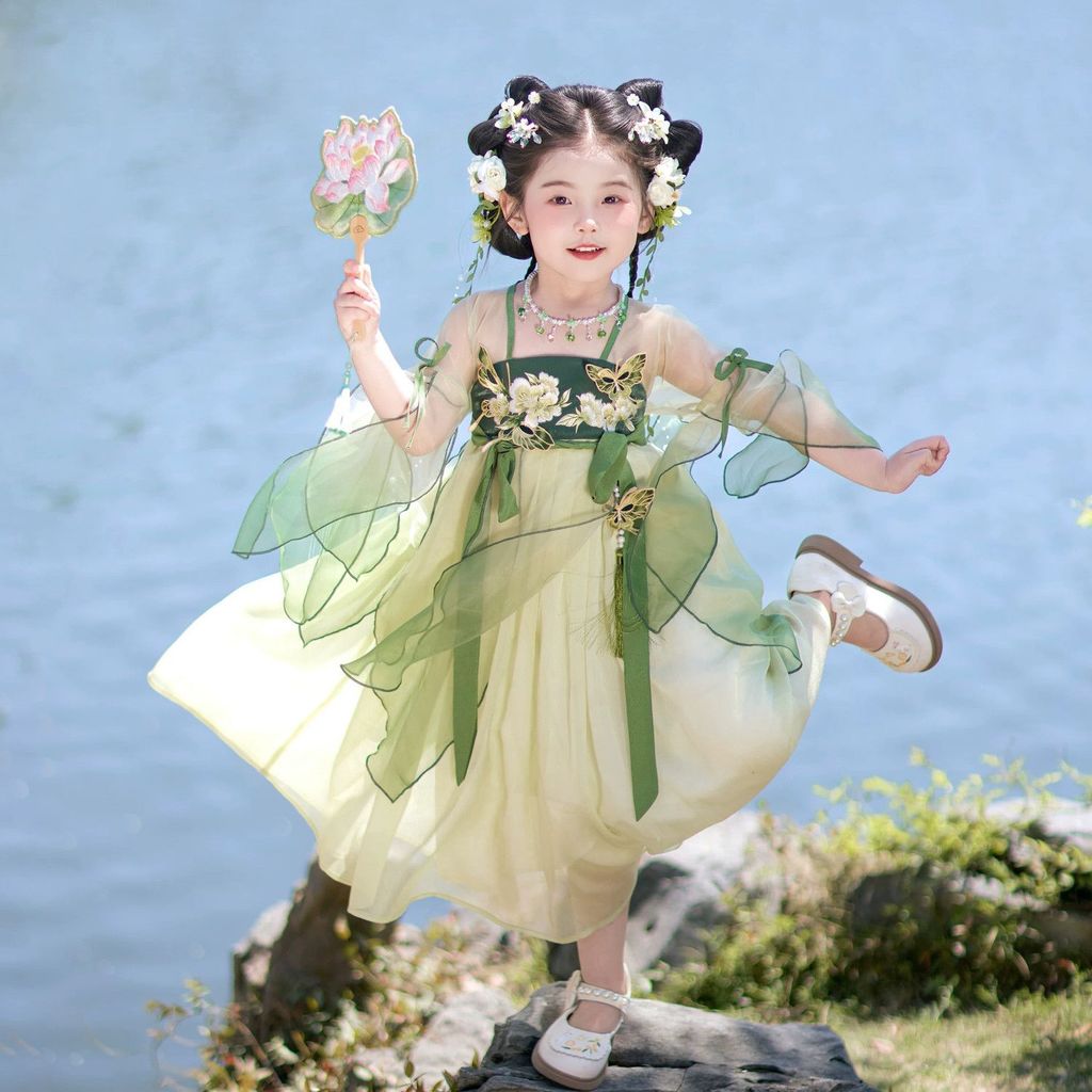 Pippikids-A411girl Uniform Dress Vintage Princess Dress Girl Super Fairy Vintage Summer Dress