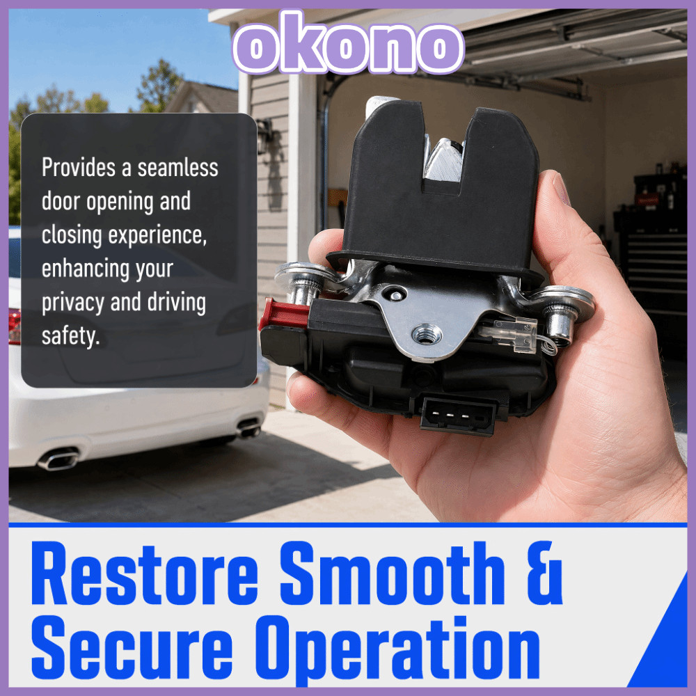 OKONO สลักท้าย 6RU827505R, 6RU827505C โลหะผสม + พลาสติก Tailgate Lock, Direct Mount สีดําด้านหลังประ