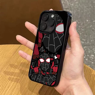เคสไอโฟน 13 15 11 17 16 12 14 ProMax ลายสไปเดอร์แมนสีดำแดง 7 8Plus XR X XS Max