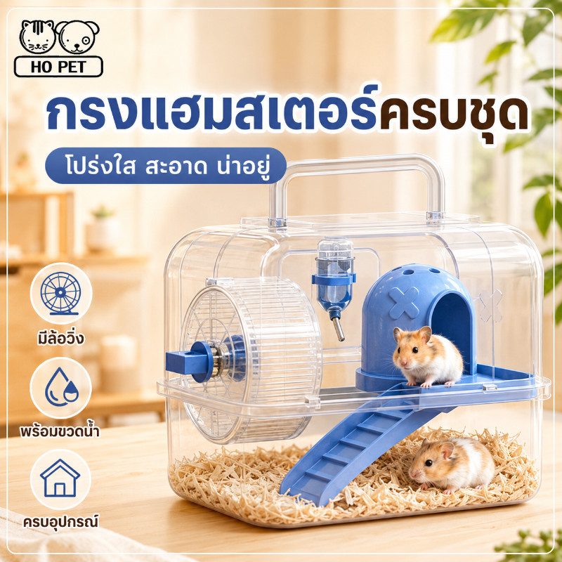 กรงแฮมเตอร์ กรงพกพา กรงกระรอก ทำความสะอาดง่าย กรงหนูตะเภา