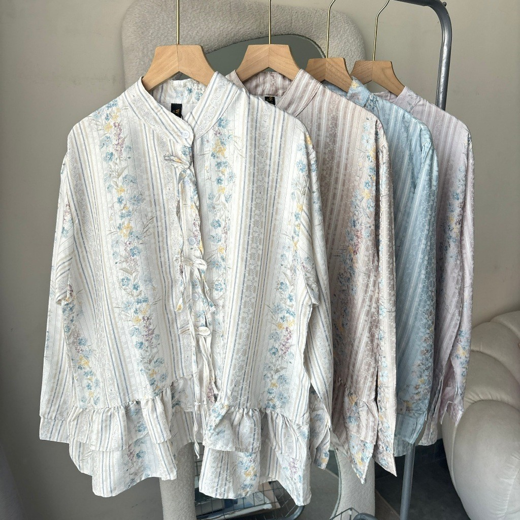 KEMEJA AIRY Flowers Blouse - 1 Umpak Coquette Shirt Elegant Womens Top Blouse J49