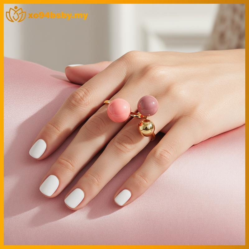 Xo94bsby แฟชั่นเคลือบหยดบอลแหวนปรับลูกอมสีเปิดเครื่องประดับสําหรับผู้หญิงสาววันหยุดอุปกรณ์เสริมของฉั