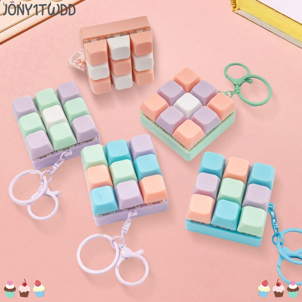 JONY1TWDD 9 คีย์บอร์ดของเล่น,ความเครียดบรรเทา Anti Stress Finger คีย์บอร์ดเกมพวงกุญแจ, DIY ปุ่ม Keycap Fidget Decompression Creative กระเป๋าจี้สําหรับผู้ใหญ่