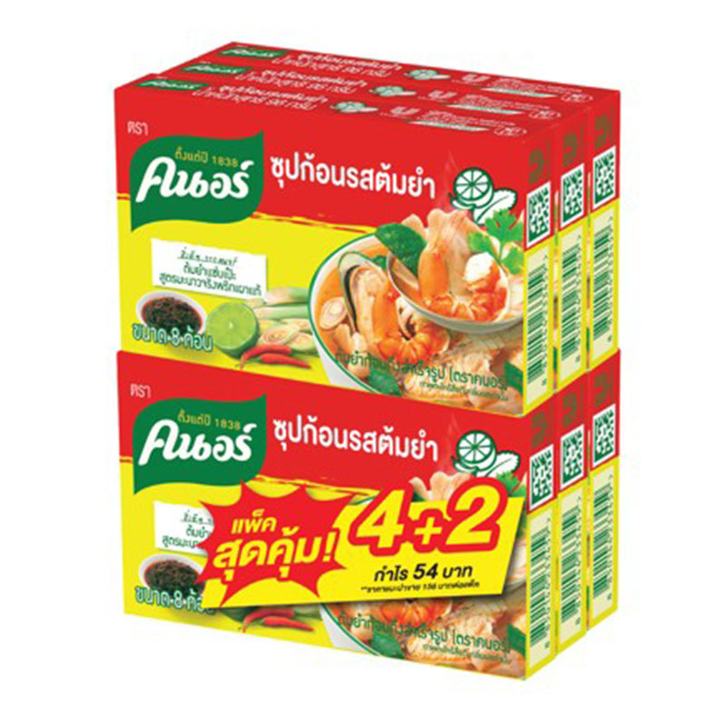 พร้อมส่ง คนอร์ ซุปก้อน รสต้มยำ 96 ก. x 6 (KNORR Cube Tom Yum 96 g x 6)