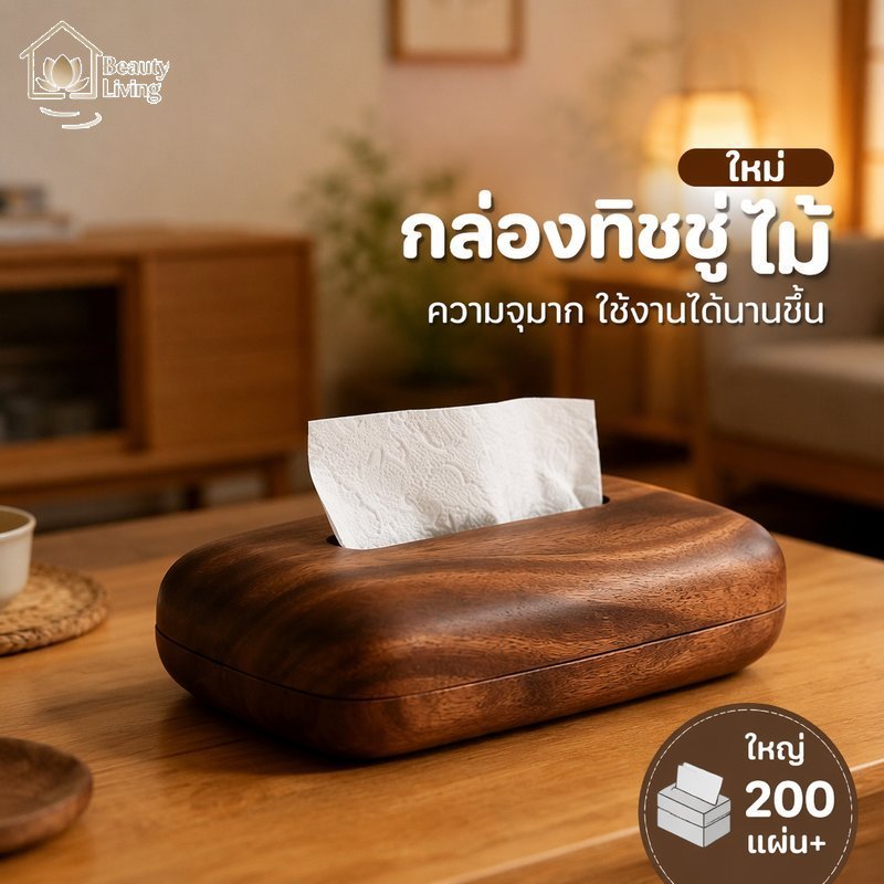 กล่องทิชชู่ไม้ วอลนัท ไม้ธรรมชาติ สไตล์จีนใหม่ ฝาเปิดเติมง่าย สำหรับโต๊ะทำงาน ห้องนั่งเล่น