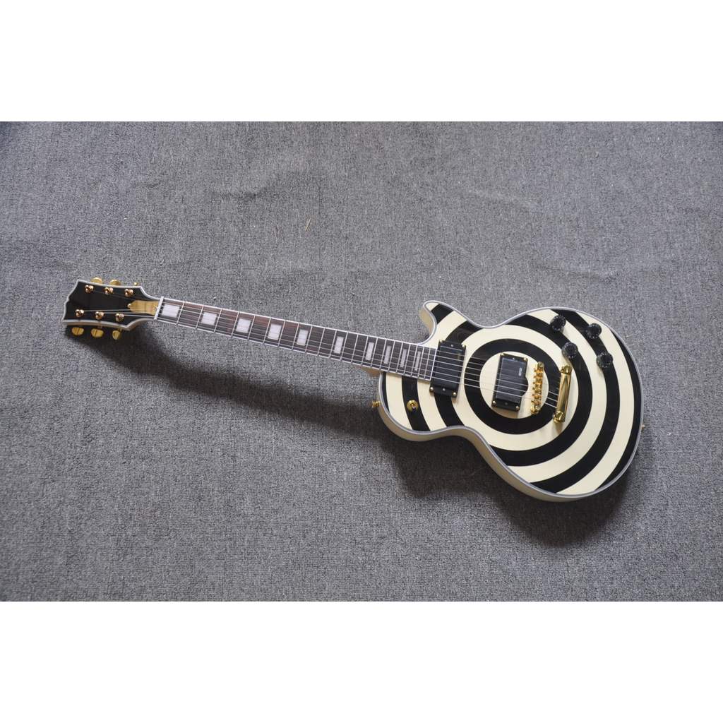 Gibson Zakk Wylde Les Paul กีตาร์ไฟฟ้าแบบกําหนดเองครีมเมทัลลิก Bullseye MOP EMG รถกระบะกีตาร์มืออาชี