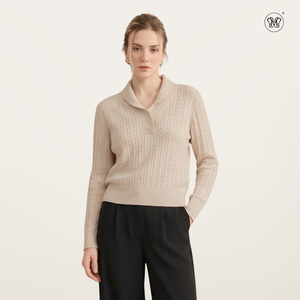 M&B LADIES KNITWEAR (2673) VERTICAL CABLE KNIT