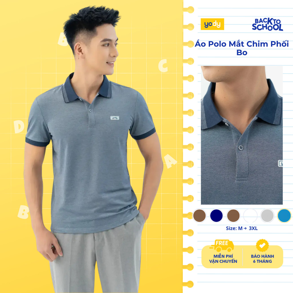 เสื้อโปโลผู้ชายคอปกยางยืด นุ่ม ดูดซับเหงื่อ ยี่ห้อ YODY APM3299