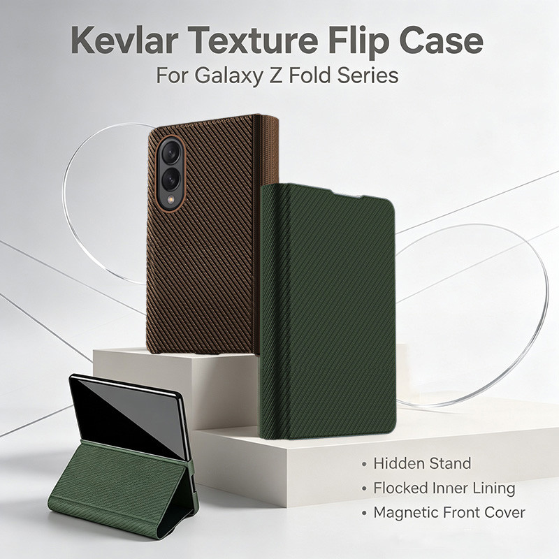 สําหรับเคสโทรศัพท์ Samsung Galaxy Z Fold 8 Fold8765 เคสหนังแบบพลิกลายเคฟล่า 8Ultra เคสกันกระแทก