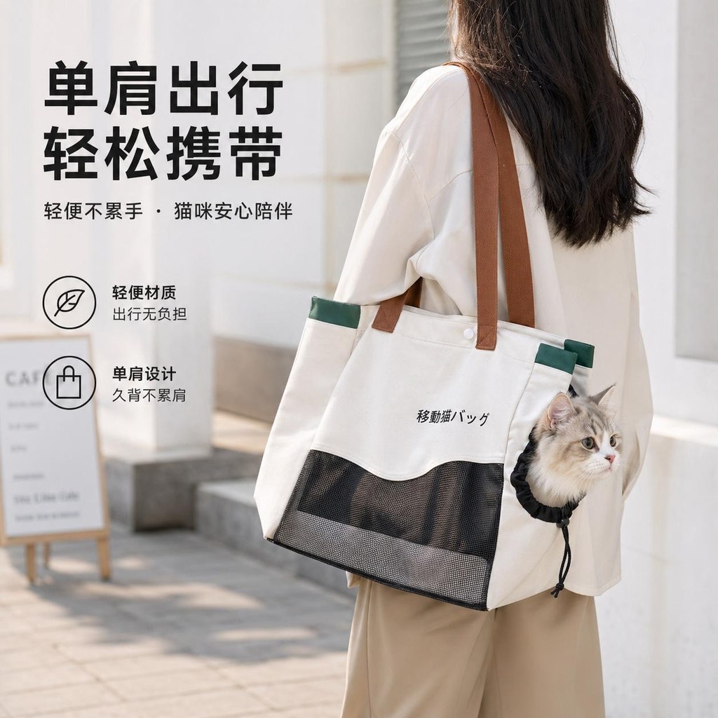 Simple Cat Bag Cat Outing Portable Bag Breathable Anti-Escape Large-Capacity Portable Cat Bag Outing