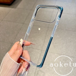 Creative color blocking anti drop square เคสโทรศัพท์โปร่งใสเหมาะสําหรับ iPhone 15 16 17 Pro Max รวมทุกอย่างเคสซิลิโคนป้องกันการตก