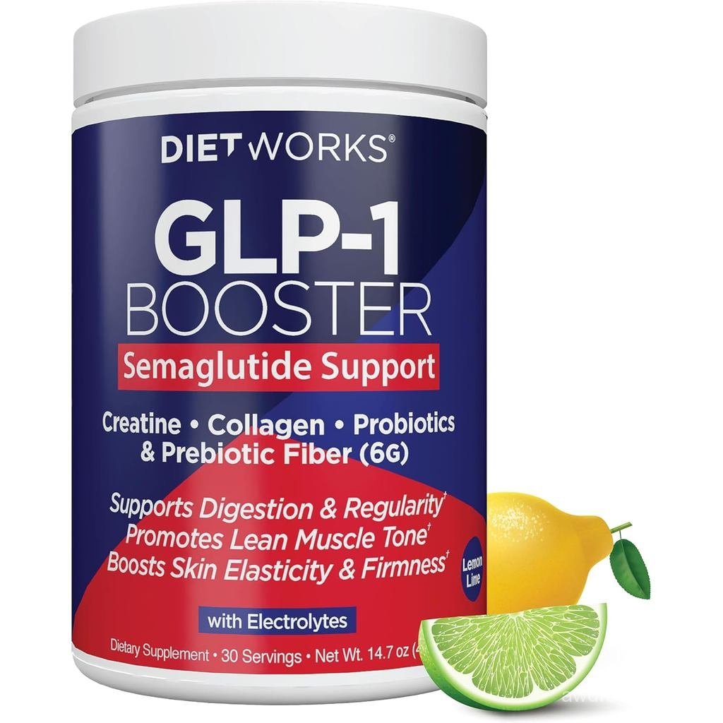 DietWorks GLP-1 Booster – Daily Companion Drink Mix with 6g Prebiotic Fiber, Probiotics, Collagen & 