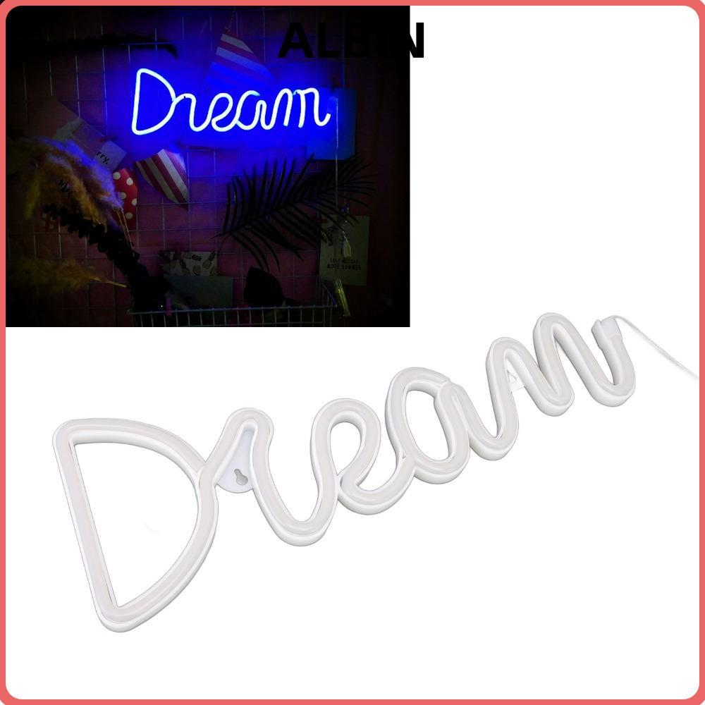 ALBIN LED Neon Wall Light, Letter Shape USB Battery Powered Neon Light, Dreamy Wall Mounted Blue Lig