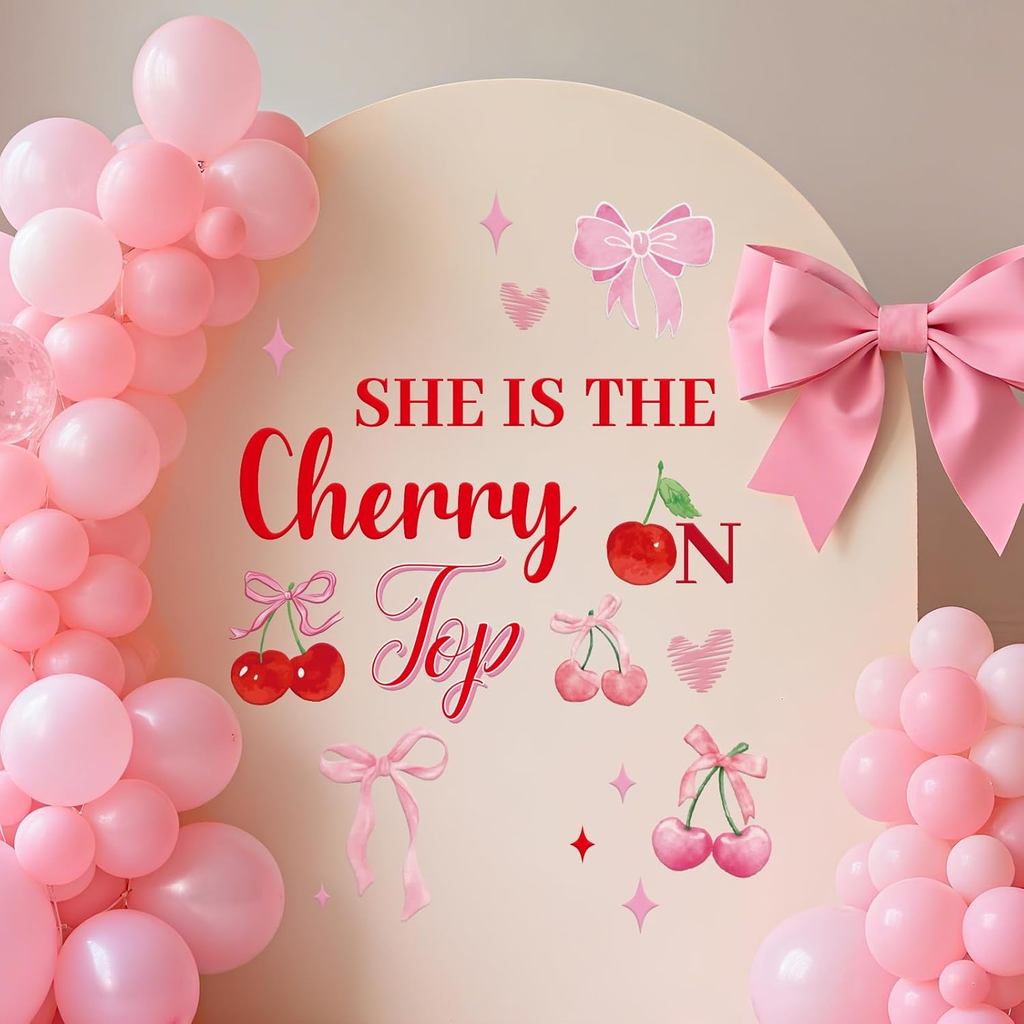 Shes The Chery บนรูปลอกด้านบนสําหรับฉากหลัง Arch - CherriesTheme Baby Shower พื้นหลังตกแต่งผนัง, Che