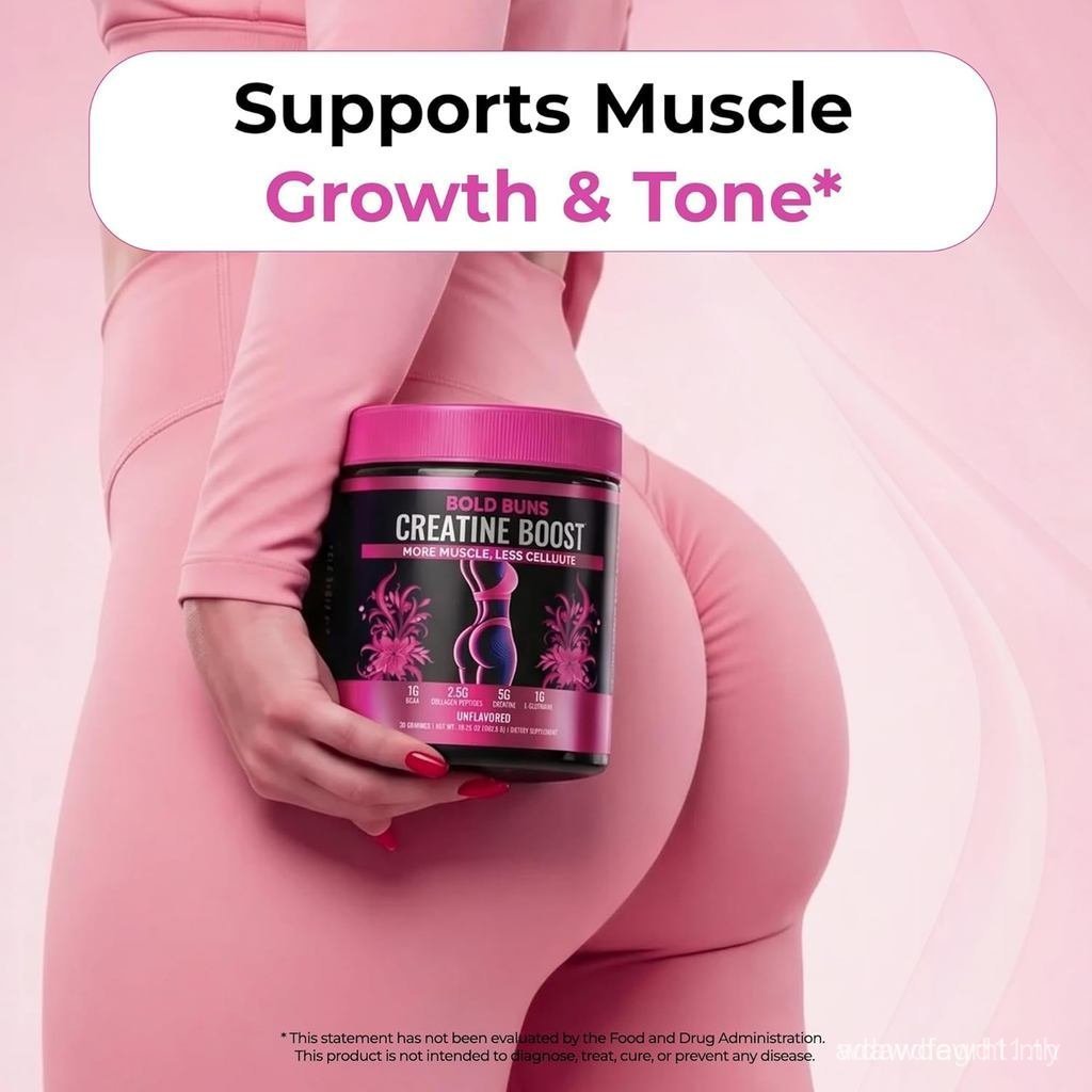 Bold Buns Creatine สําหรับผู้หญิง – พร้อมคอลลาเจน & BCAA – รองรับการพัฒนา, การกู้คืนหลังทํางาน, ความ