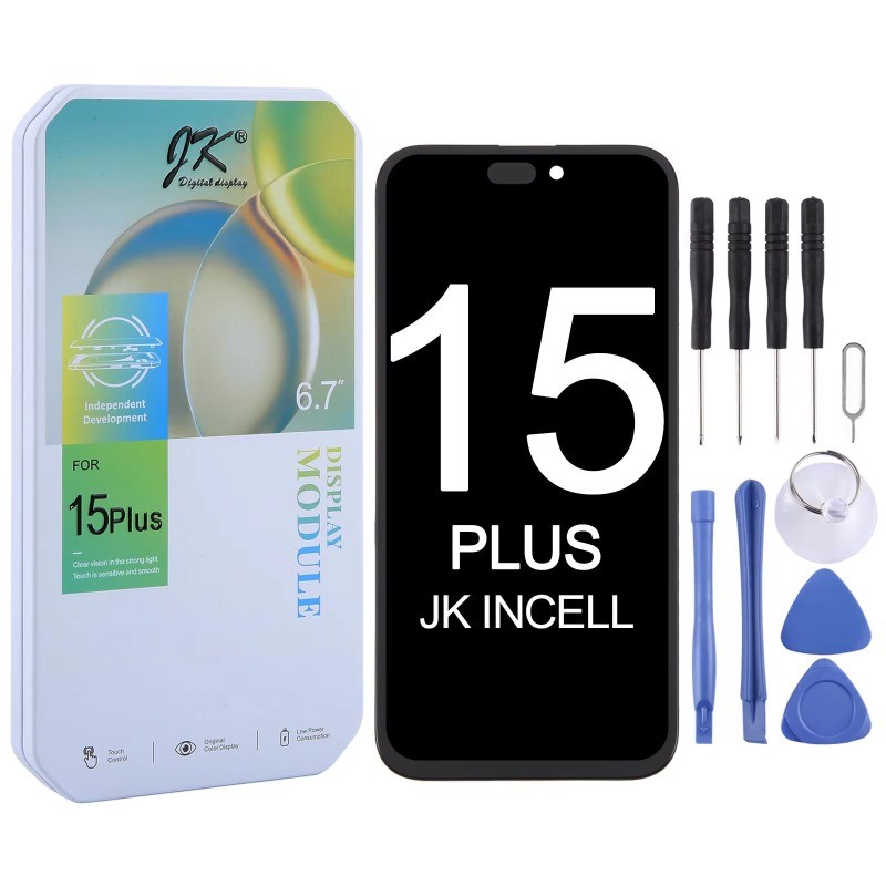 JK Incell จอแสดงผล LCD ความแม่นยําสีเดิม Touch Digitizer สําหรับ Iphone 15 Plus