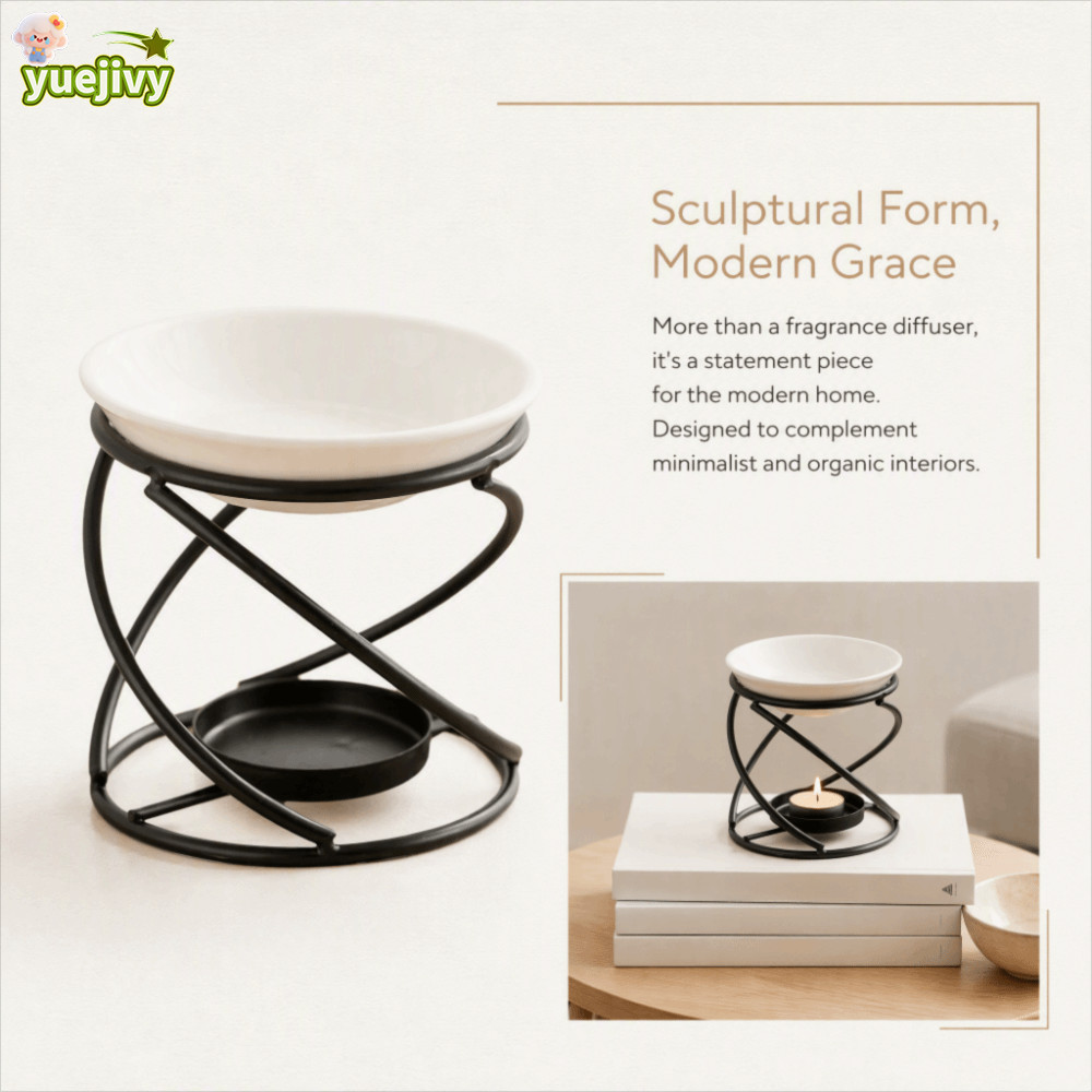 YUEJIPH Wax Melt Warmer, โลหะ 3.94x3.86in Essential Oil Burner,เซรามิคชามรวม Fast Thermal Conduction