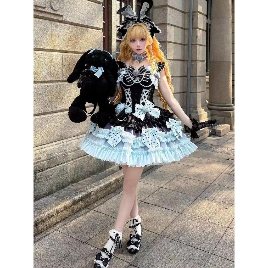 Babaluya lolita Skirt jsk Dress Dress Dress กระโปรง lolita Large Full Set
